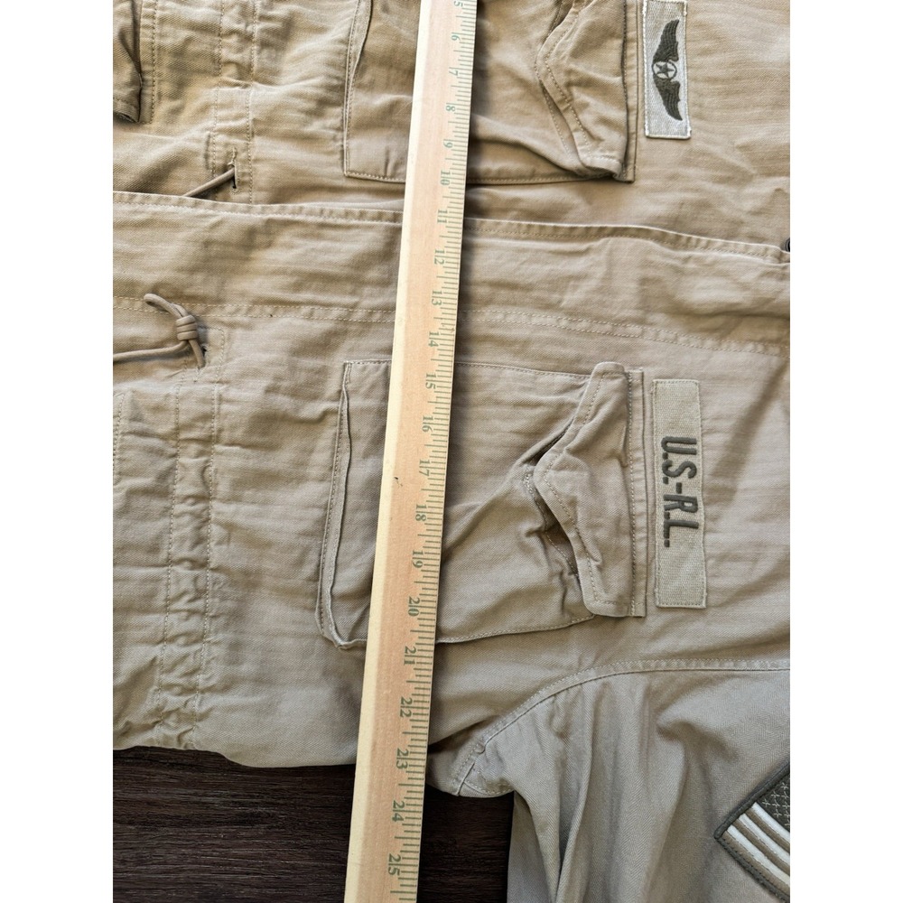 Polo Ralph Lauren Military Field Jacket Tan Khaki Herringbone Twill Patches L - Picture 9 of 16